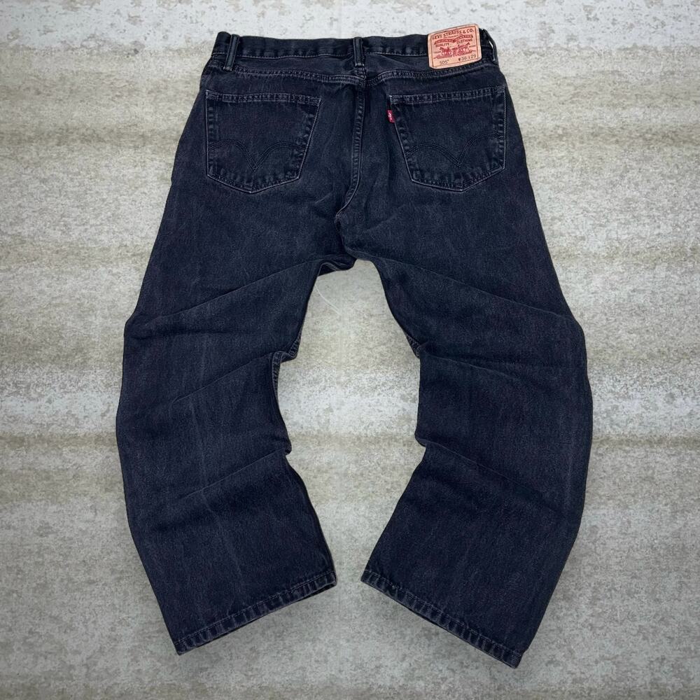 Vintage Y2K Levis Jeans 505 36x29 Regular Straight Fit Jet Black Wash Denim